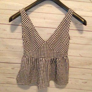 Black and White Gingham Peplum Tank Top